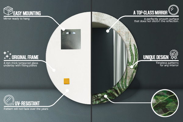 Lustro ścienne dekoracyjne okrągłe Liście paproci