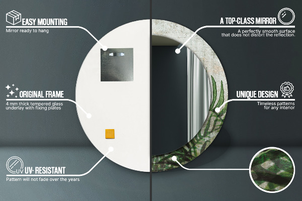 Lustro ścienne dekoracyjne okrągłe Liście paproci