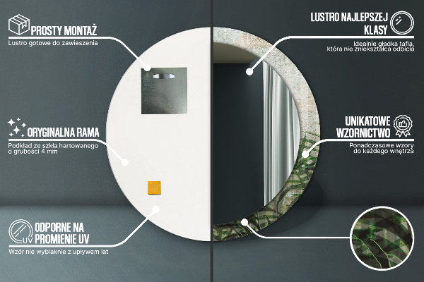 Lustro ścienne dekoracyjne okrągłe Liście paproci