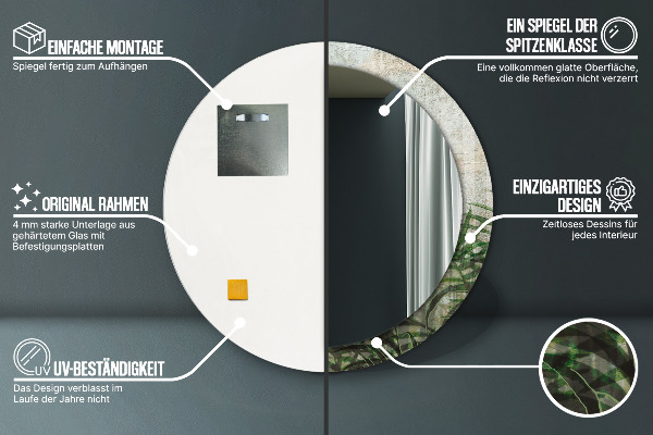 Lustro ścienne dekoracyjne okrągłe Liście paproci