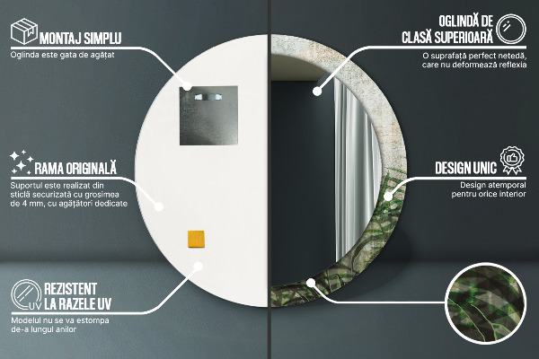 Lustro ścienne dekoracyjne okrągłe Liście paproci