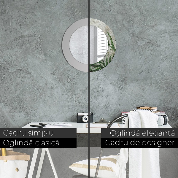 Lustro ścienne dekoracyjne okrągłe Liście paproci