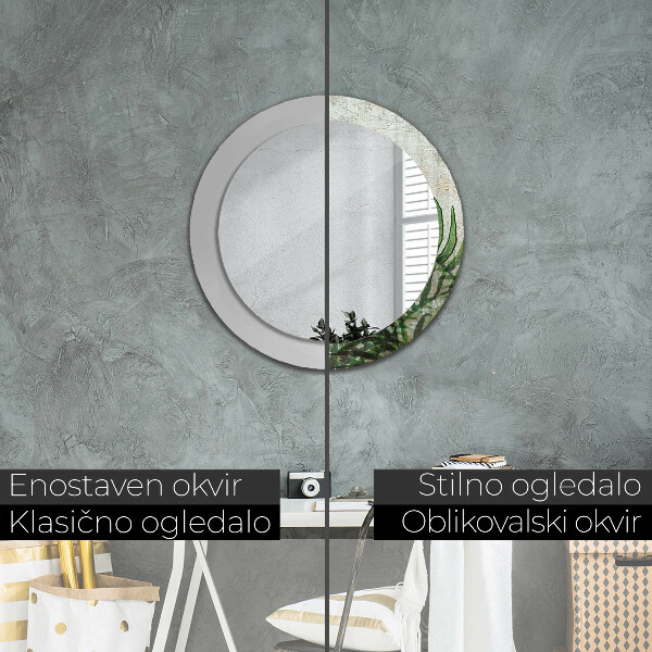 Lustro ścienne dekoracyjne okrągłe Liście paproci