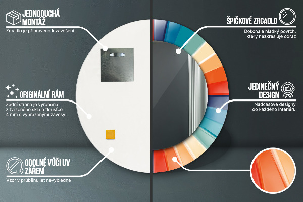 Lustro ścienne dekoracyjne okrągłe Promieniste koncentryczne pasy