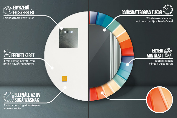 Lustro ścienne dekoracyjne okrągłe Promieniste koncentryczne pasy