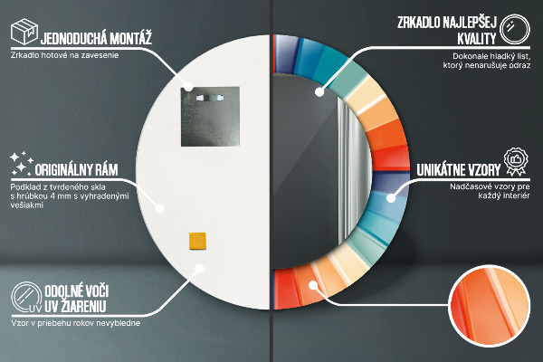 Lustro ścienne dekoracyjne okrągłe Promieniste koncentryczne pasy