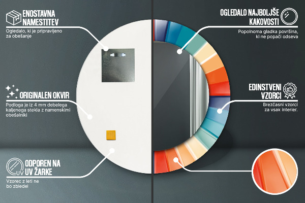 Lustro ścienne dekoracyjne okrągłe Promieniste koncentryczne pasy