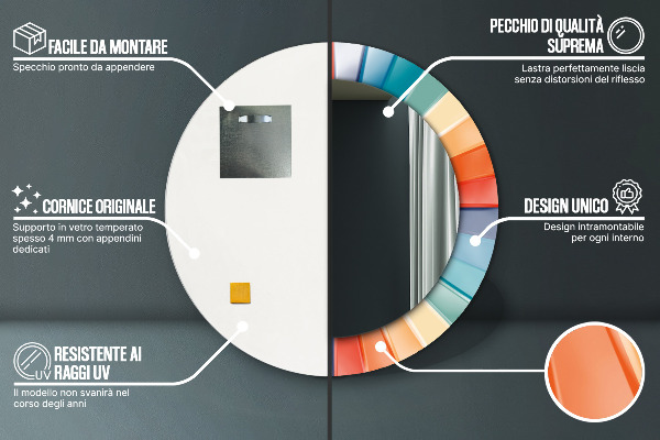 Lustro ścienne dekoracyjne okrągłe Promieniste koncentryczne pasy