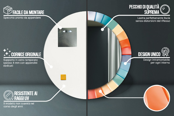 Lustro ścienne dekoracyjne okrągłe Promieniste koncentryczne pasy