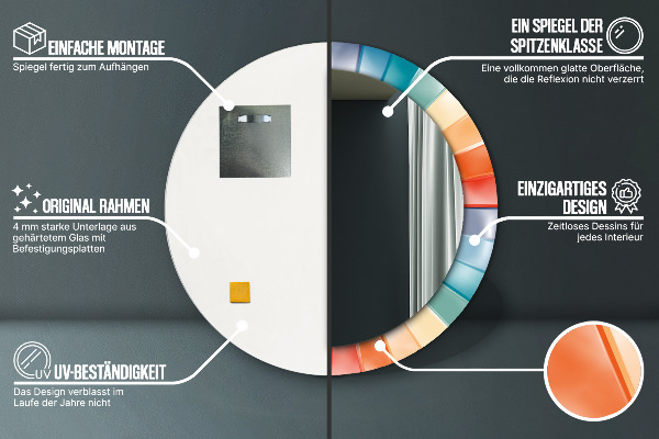 Lustro ścienne dekoracyjne okrągłe Promieniste koncentryczne pasy