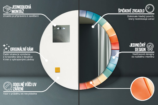 Lustro ścienne dekoracyjne okrągłe Promieniste koncentryczne pasy