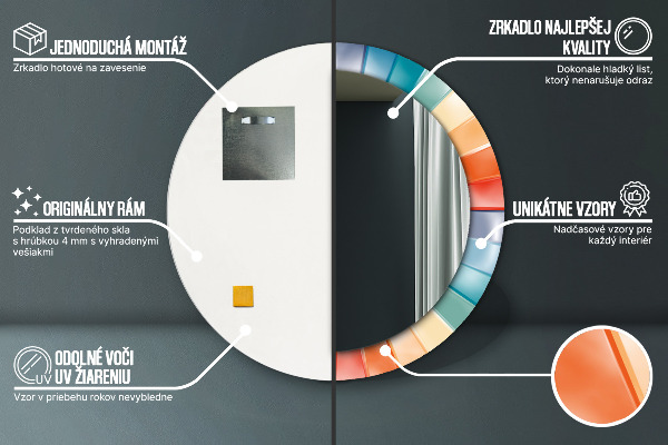 Lustro ścienne dekoracyjne okrągłe Promieniste koncentryczne pasy