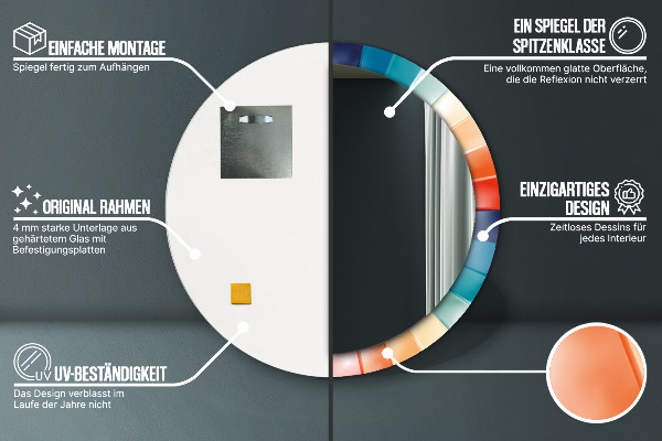 Lustro ścienne dekoracyjne okrągłe Promieniste koncentryczne pasy