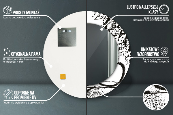 Lustro ścienne dekoracyjne okrągłe Wzór graffiti