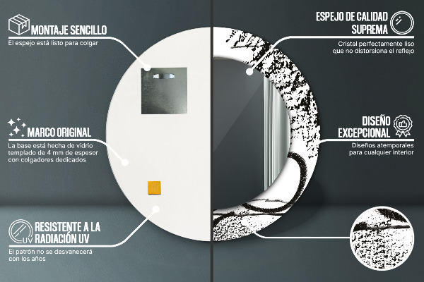 Lustro ścienne dekoracyjne okrągłe Wzór graffiti