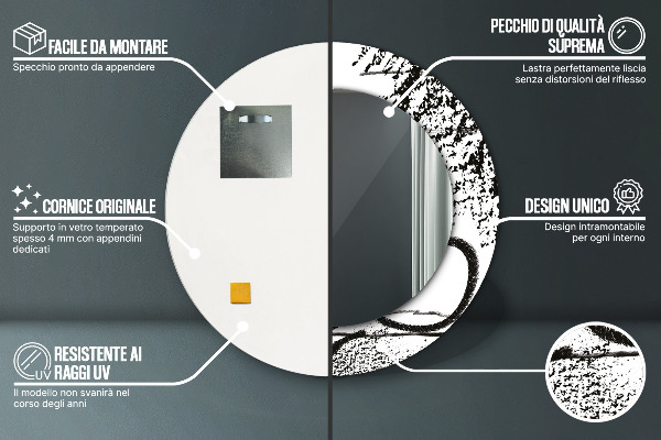 Lustro ścienne dekoracyjne okrągłe Wzór graffiti