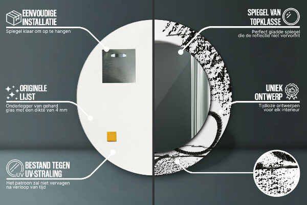 Lustro ścienne dekoracyjne okrągłe Wzór graffiti