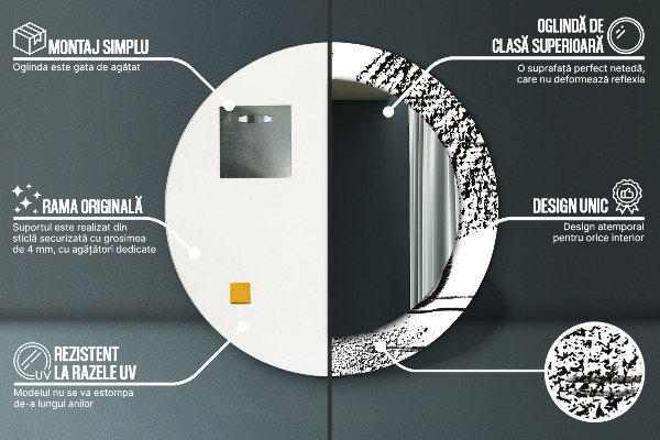 Lustro ścienne dekoracyjne okrągłe Wzór graffiti