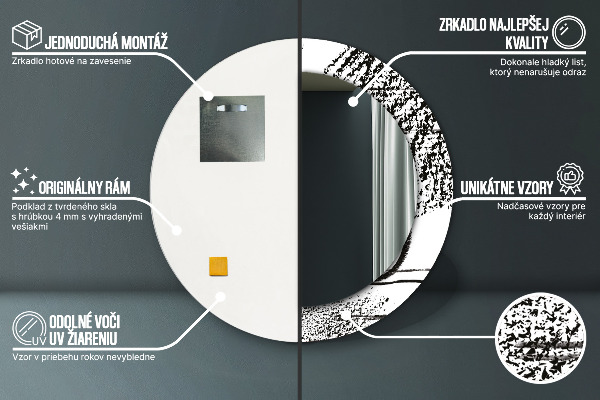 Lustro ścienne dekoracyjne okrągłe Wzór graffiti