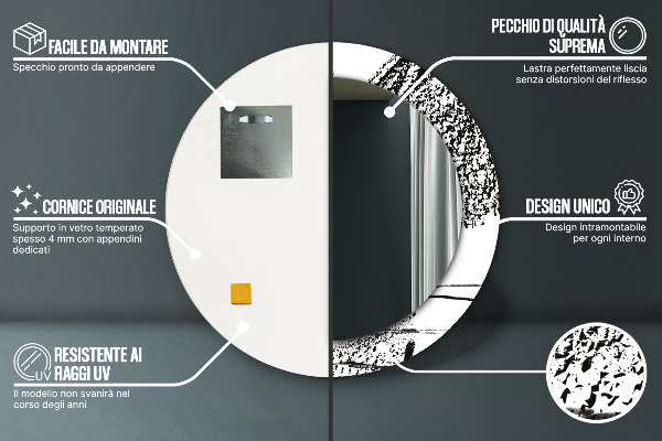 Lustro ścienne dekoracyjne okrągłe Wzór graffiti