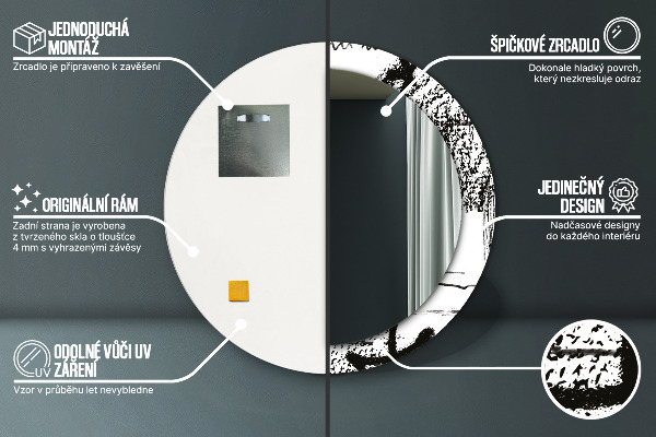 Lustro ścienne dekoracyjne okrągłe Wzór graffiti