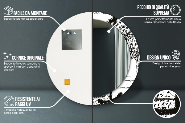 Lustro ścienne dekoracyjne okrągłe Wzór graffiti