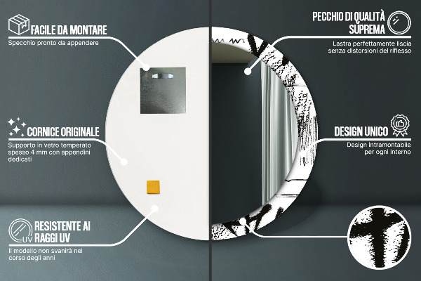 Lustro ścienne dekoracyjne okrągłe Wzór graffiti