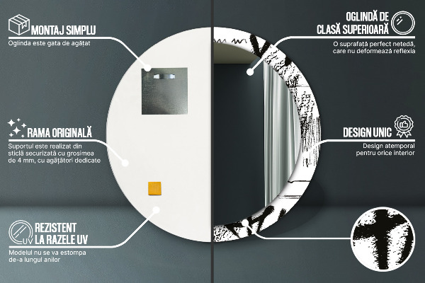 Lustro ścienne dekoracyjne okrągłe Wzór graffiti