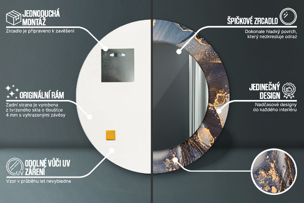 Lustro ścienne dekoracyjne okrągłe Abstrakcyjny płyn