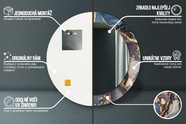 Lustro ścienne dekoracyjne okrągłe Abstrakcyjny płyn