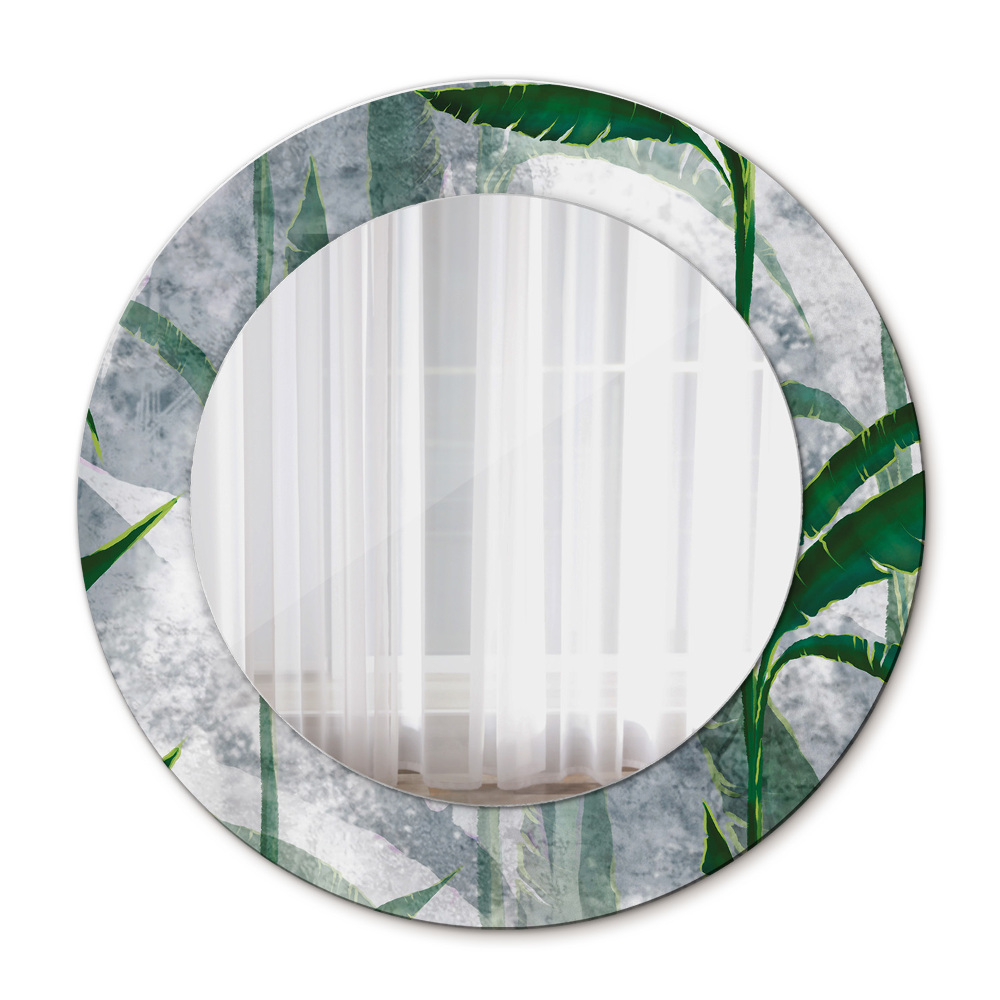 Lustro ścienne dekoracyjne okrągłe Tropikalne liście