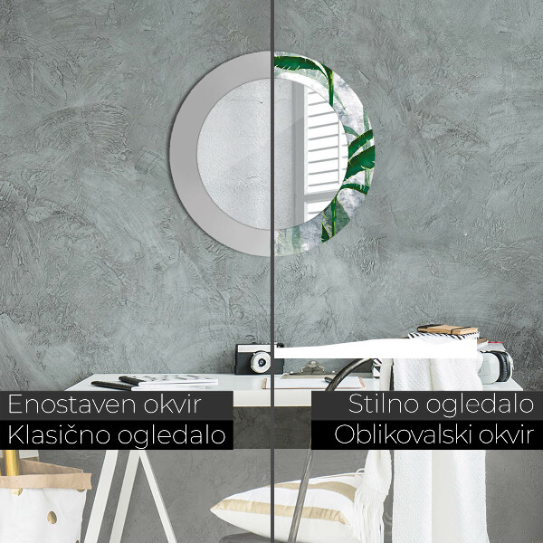 Lustro ścienne dekoracyjne okrągłe Tropikalne liście