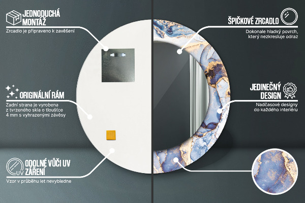 Lustro ścienne dekoracyjne okrągłe Abstrakcyjna płynna sztuka