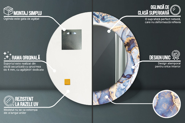 Lustro ścienne dekoracyjne okrągłe Abstrakcyjna płynna sztuka