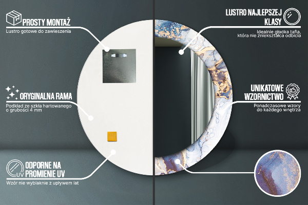 Lustro ścienne dekoracyjne okrągłe Abstrakcyjna płynna sztuka