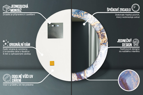 Lustro ścienne dekoracyjne okrągłe Abstrakcyjna płynna sztuka