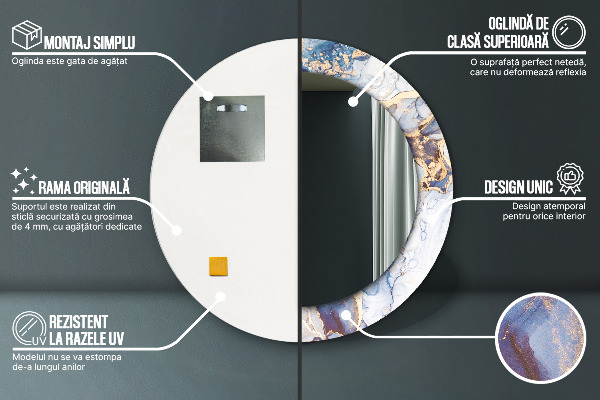 Lustro ścienne dekoracyjne okrągłe Abstrakcyjna płynna sztuka