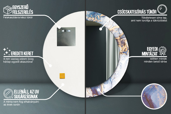 Lustro ścienne dekoracyjne okrągłe Abstrakcyjna płynna sztuka