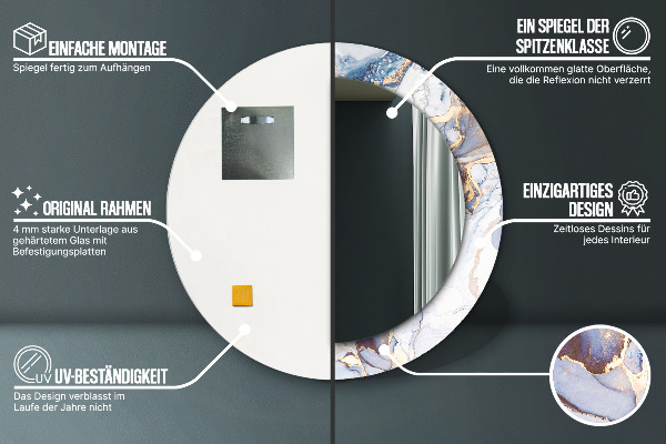 Lustro ścienne dekoracyjne okrągłe Abstrakcyjna płynna sztuka