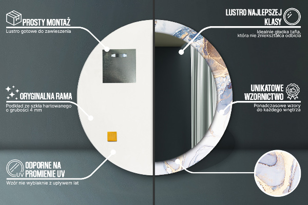 Lustro ścienne dekoracyjne okrągłe Abstrakcyjna płynna sztuka