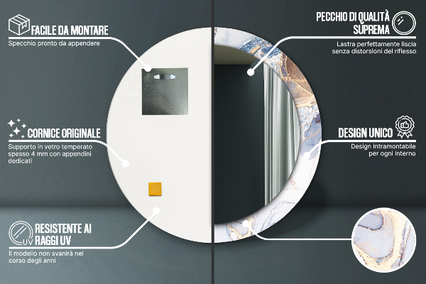 Lustro ścienne dekoracyjne okrągłe Abstrakcyjna płynna sztuka