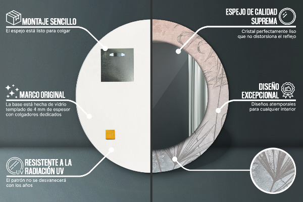 Lustro z drukowaną ramką okrągłe Tropikalne kwiaty