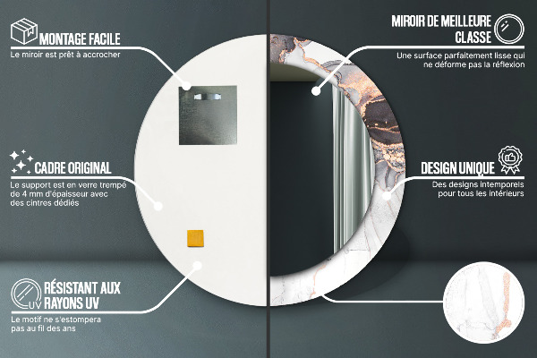 Lustro z drukowaną ramką okrągłe Płyn abstrakcyjny