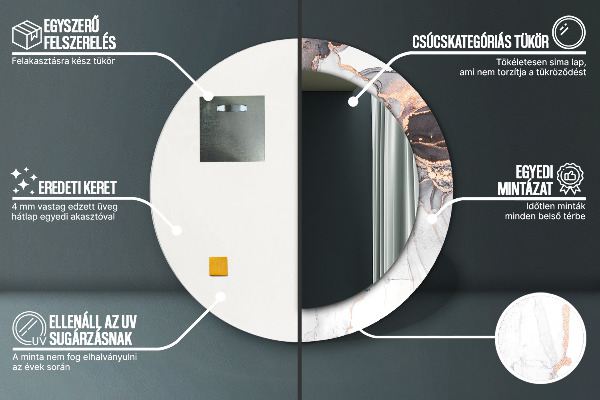 Lustro z drukowaną ramką okrągłe Płyn abstrakcyjny