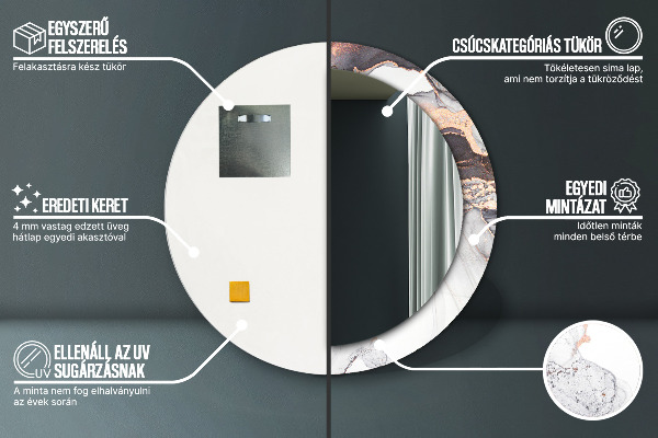 Lustro z drukowaną ramką okrągłe Płyn abstrakcyjny