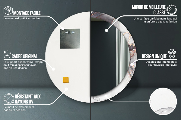 Lustro z drukowaną ramką okrągłe Płyn abstrakcyjny