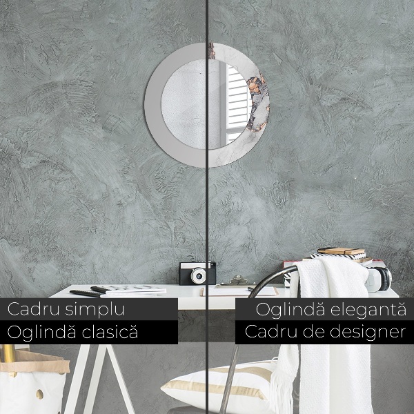 Lustro z drukowaną ramką okrągłe Płyn abstrakcyjny