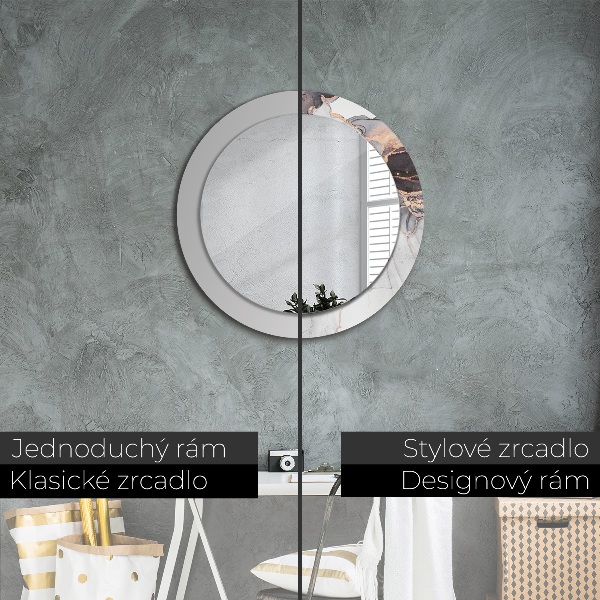 Lustro z drukowaną ramką okrągłe Płyn abstrakcyjny