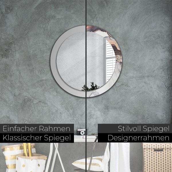 Lustro z drukowaną ramką okrągłe Płyn abstrakcyjny