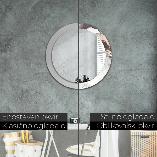 Lustro z drukowaną ramką okrągłe Płyn abstrakcyjny